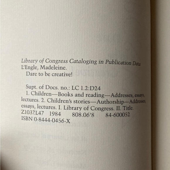 Madeleine L'Engle: ABC & XYZ - Dare to Be Creative! Library of Congress - 1984 - Picture 7 of 16